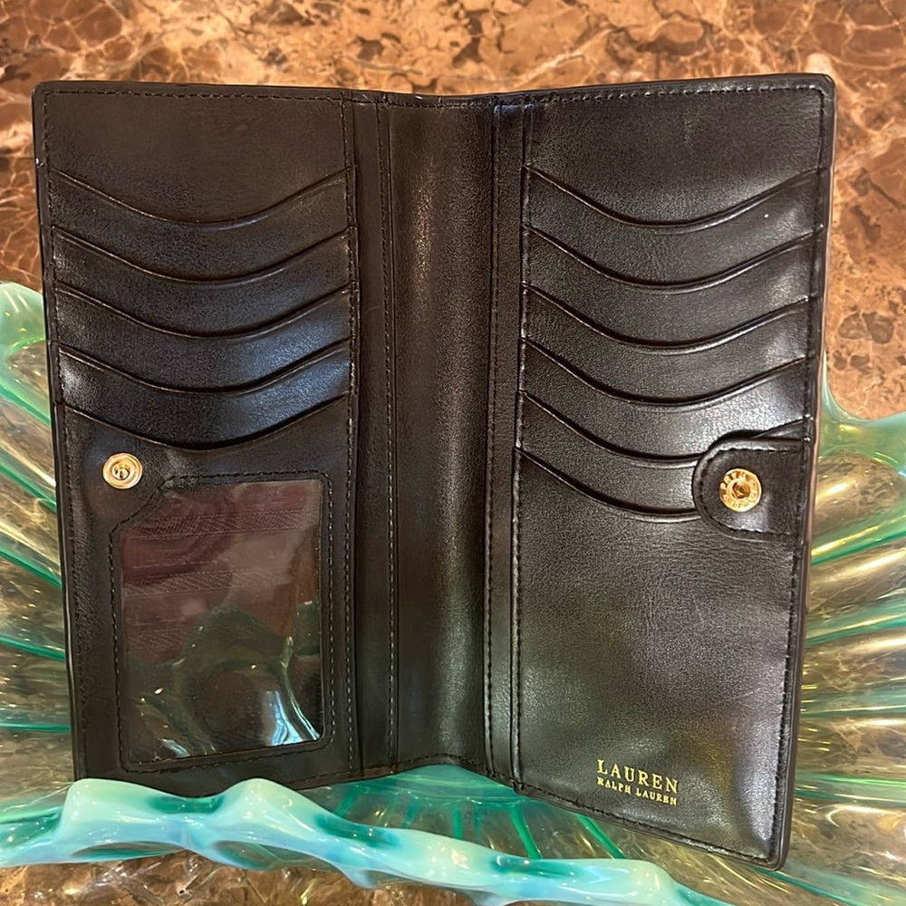 Lauren Ralph Lauren Black Leather Slim Snap Wallet - Picture 4 of 15